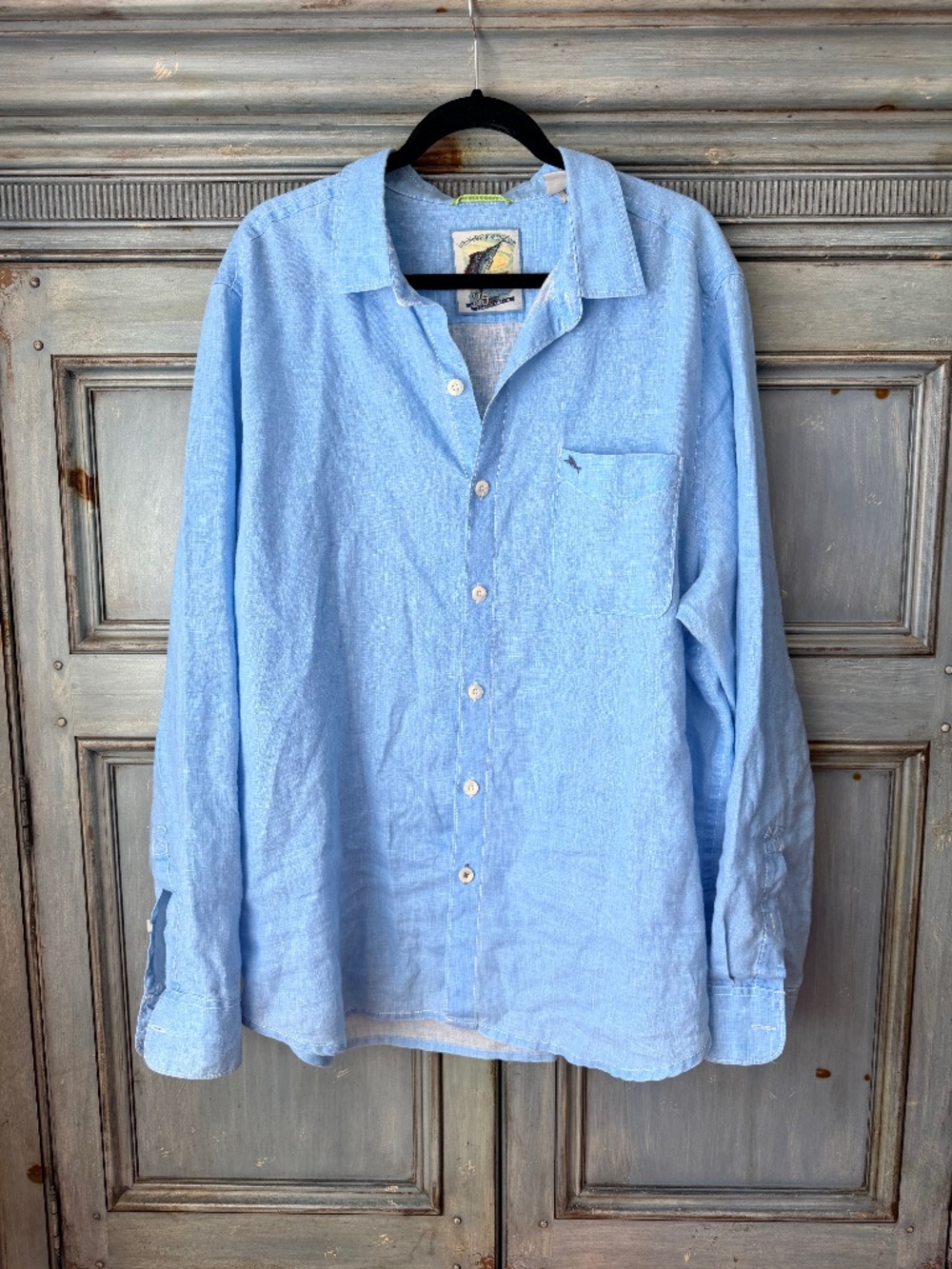 Tommy Bahama 25 Years of Paradise Sky Blue Linen Shirt Size XL/TG